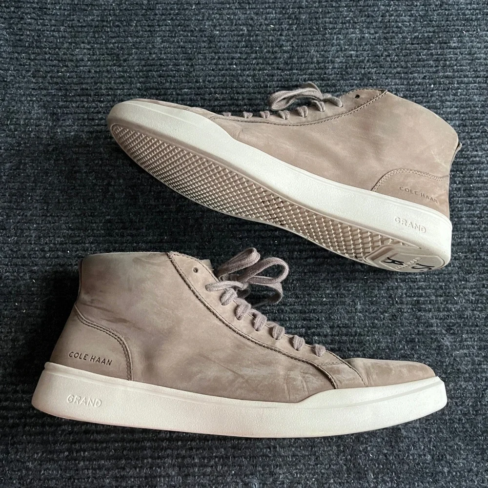 Cole Haan Grand Crosscourt Mid Sneaker Men 11.5 preppy Tan Nubuck C31864 Leather